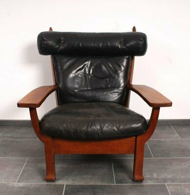 Leather And Oak Ox Shape Armchairs 1950s Set Of 2 photo Furniture