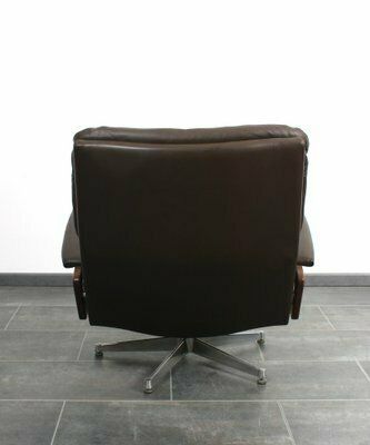 photo for sale King Chair In Brown Leather By André Vandenbeuck For Strässle 1960s