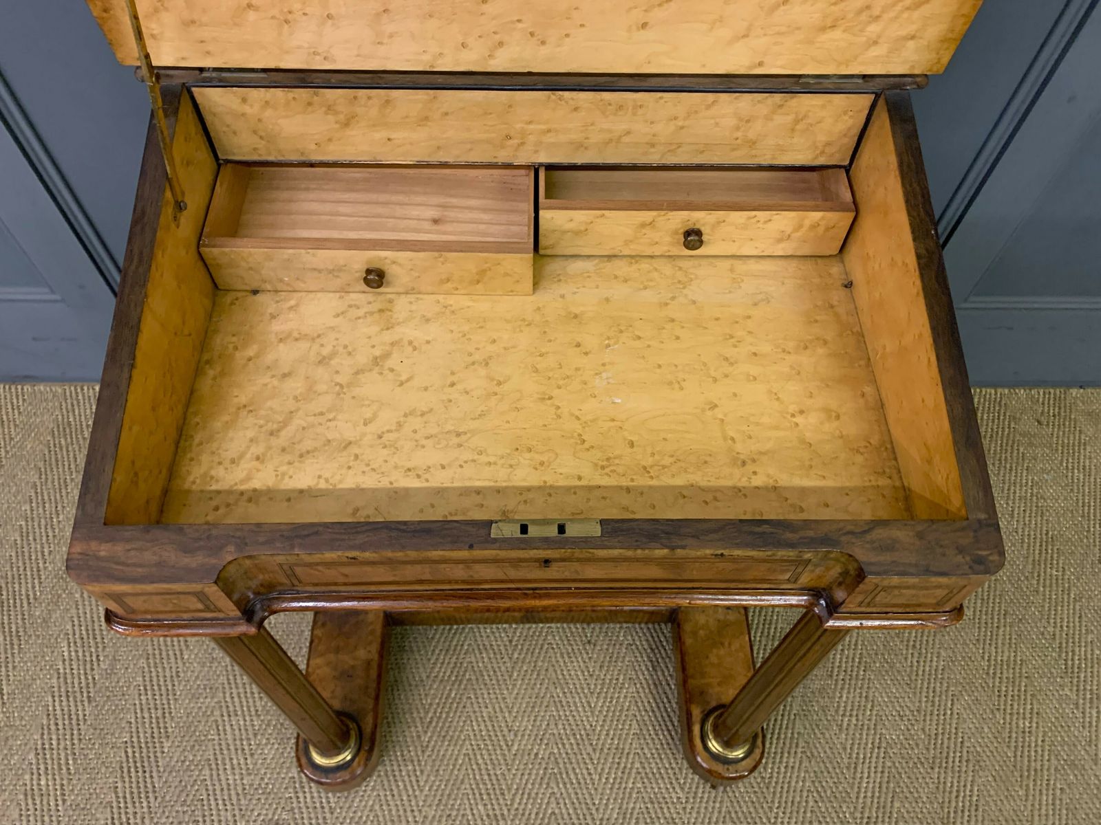 Victorian Inlaid Burr Walnut Davenport photo 1350.0