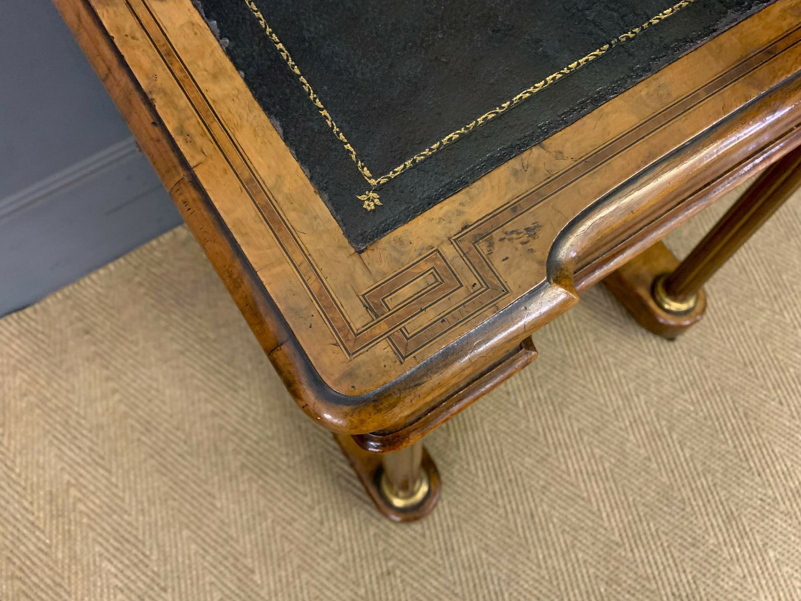 Victorian Inlaid Burr Walnut Davenport photo vintage