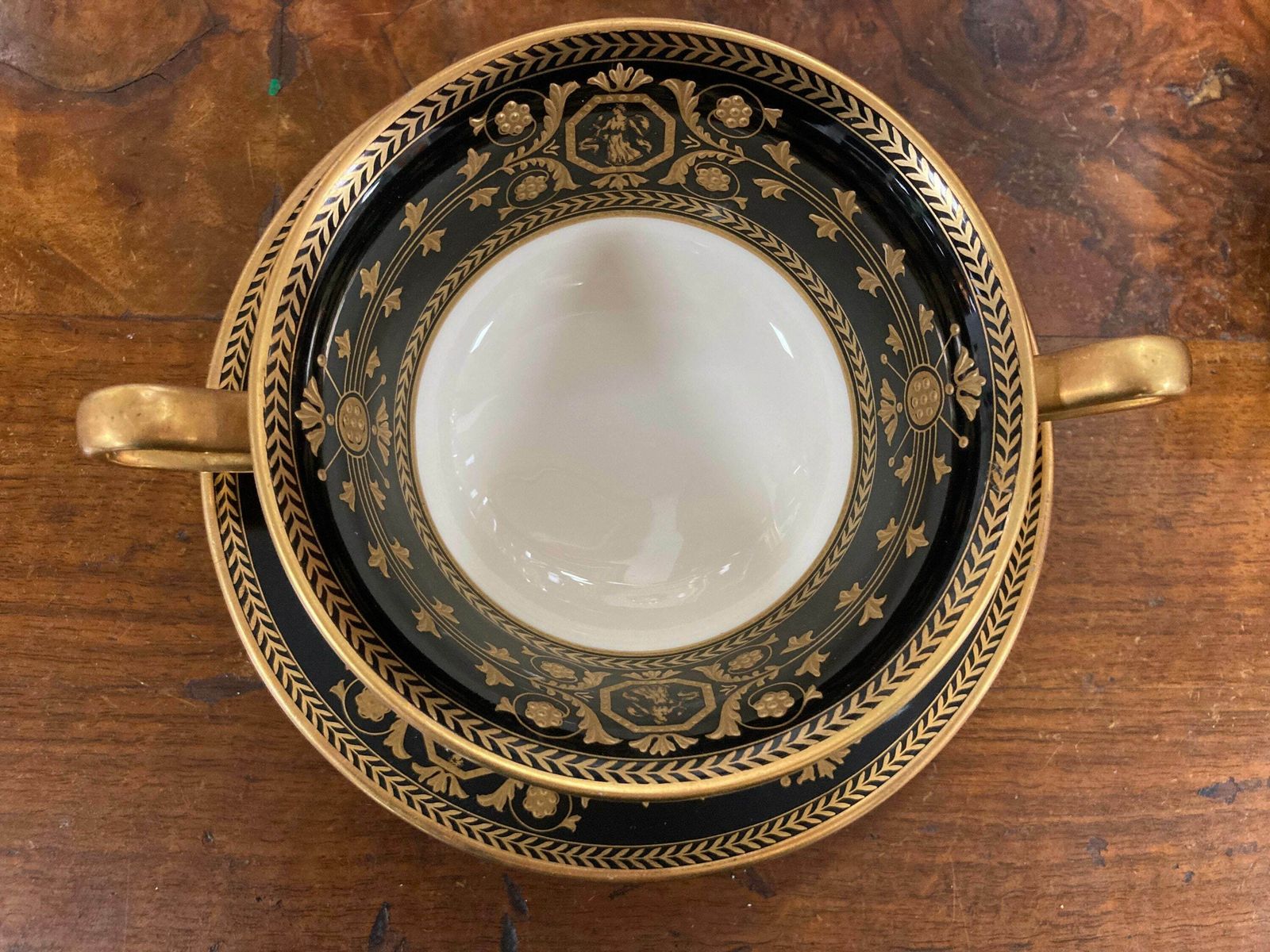Vintage Wedgwood Astbury Black Soup Cup With Saucer, Wedgewood Teacup Black And Gold photo furniture