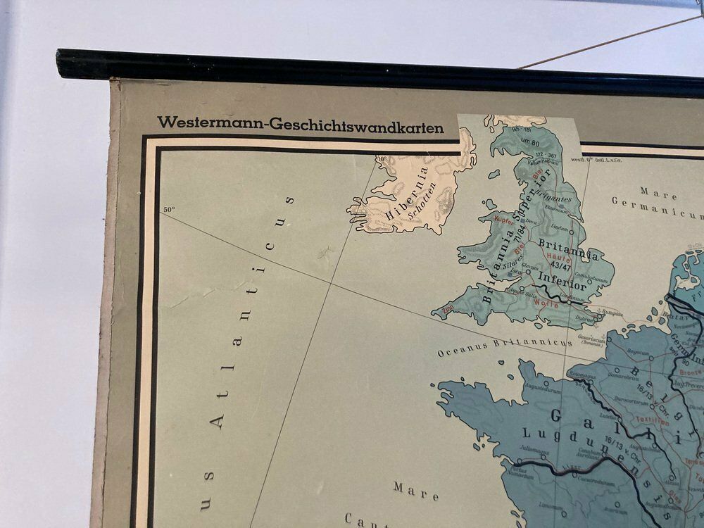 Large German Linen School Map Of The Roman Empire, 1960s photo 840.0