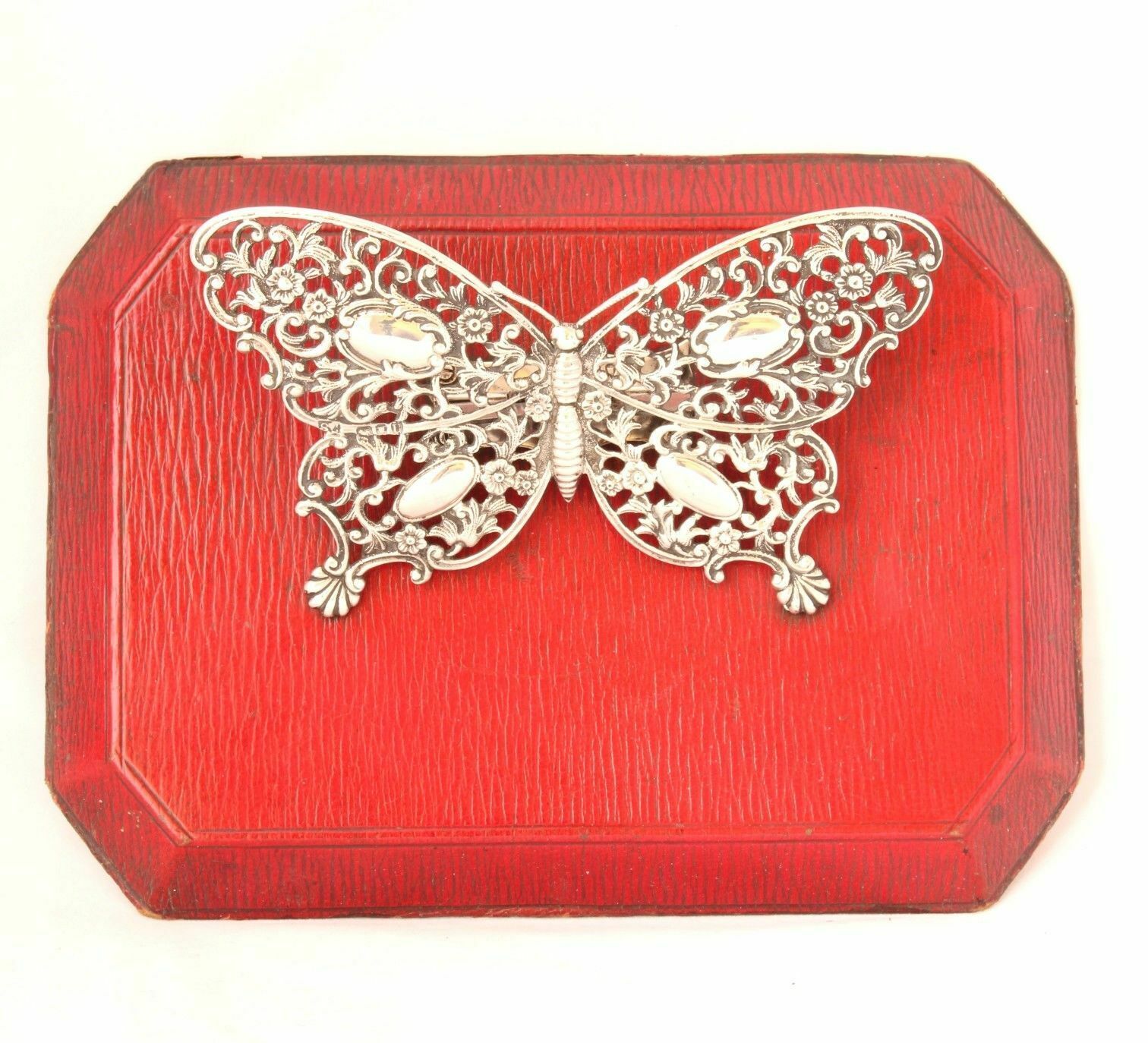 Victorian Silver Butterfly Novelty Stationery Paper Clip. 1895 Hinged Desk Tidy.