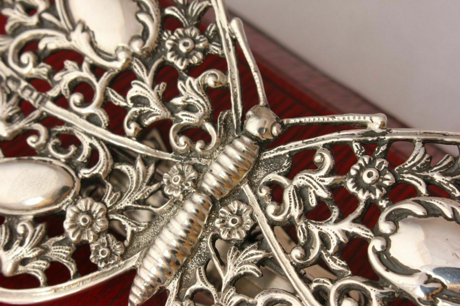 Victorian Silver Butterfly Novelty Stationery Paper Clip. 1895 Hinged Desk Tidy. photo Home Decor