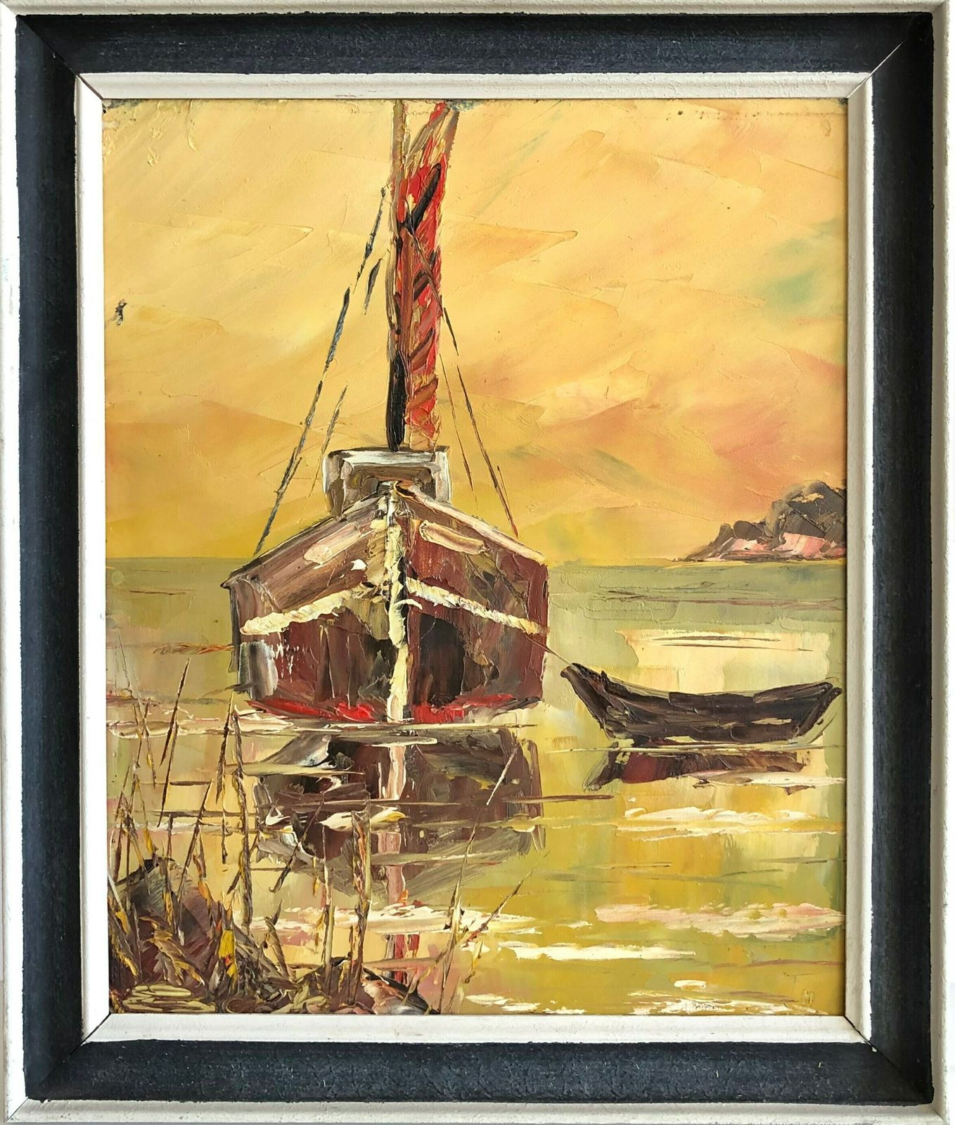 Original Oil Painting By Danish Artist Erling Dyremose With Maritime Motive From The 1960s photo furniture