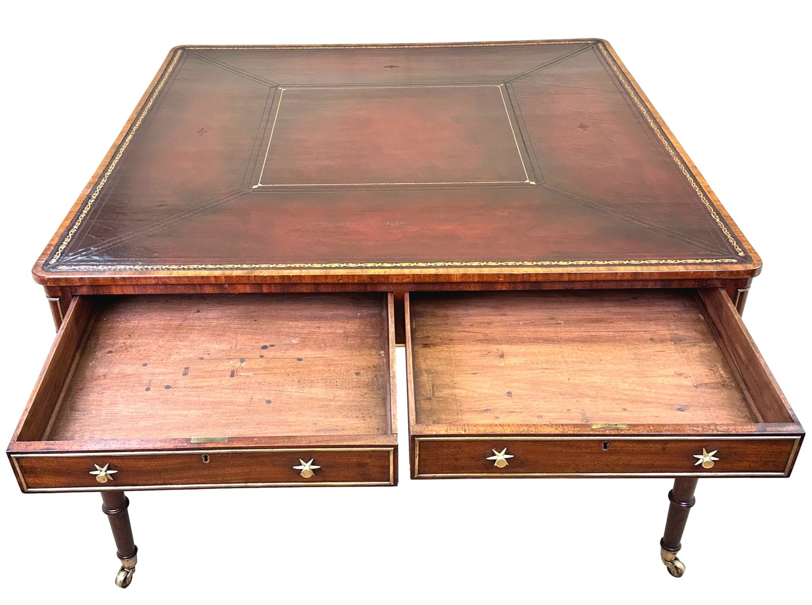 Regency Mahogany & Brass Partners Writing Table (England, Circa 1815) photo for sale