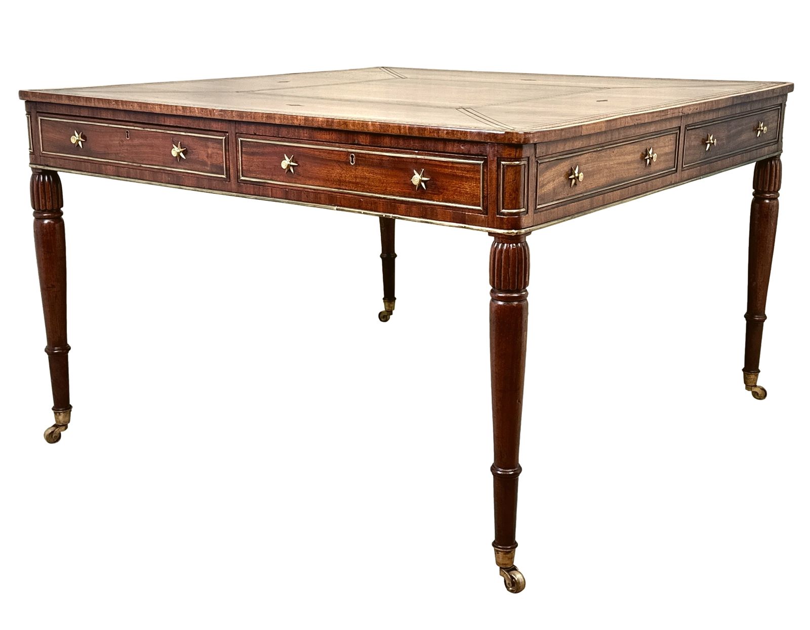 Regency Mahogany & Brass Partners Writing Table (England, Circa 1815)