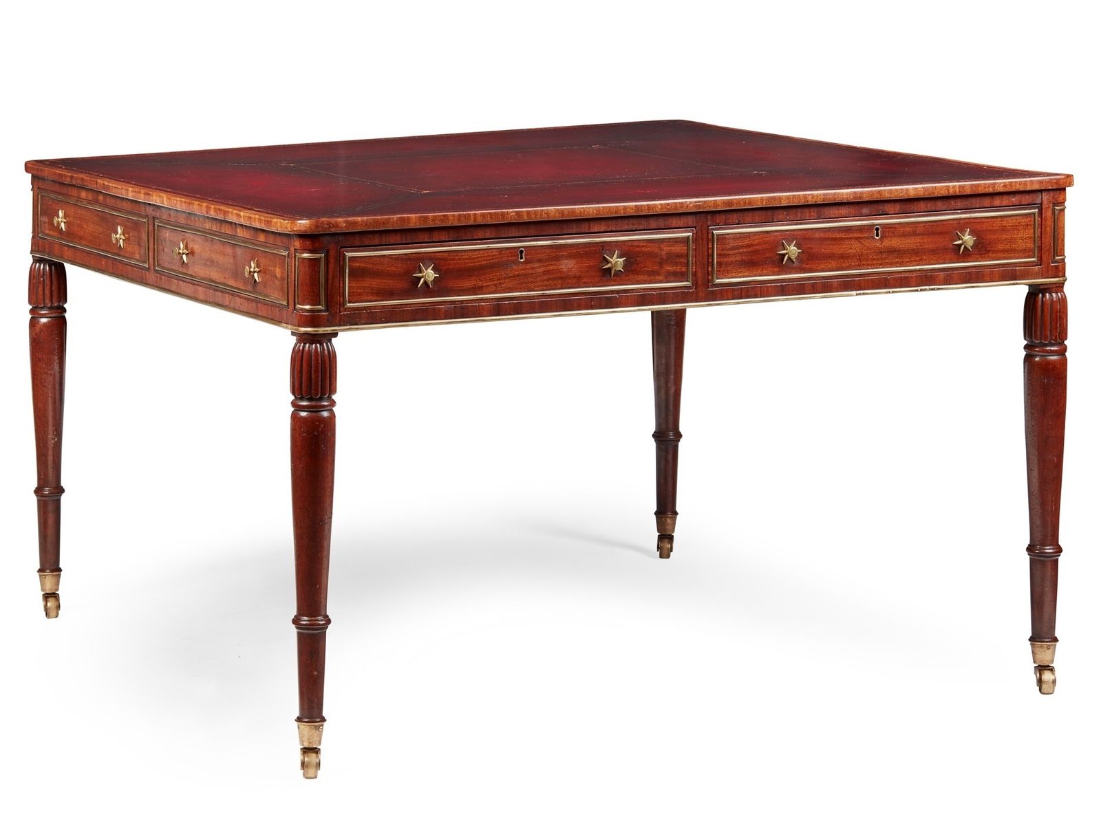 13800.0 Regency Mahogany & Brass Partners Writing Table (England, Circa 1815) photo