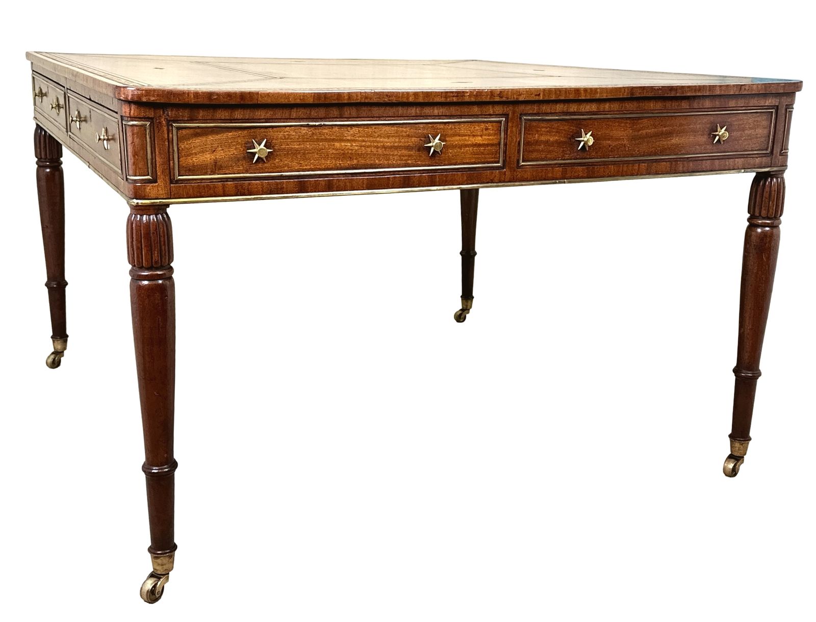 photo vinterior Regency Mahogany & Brass Partners Writing Table (England, Circa 1815)