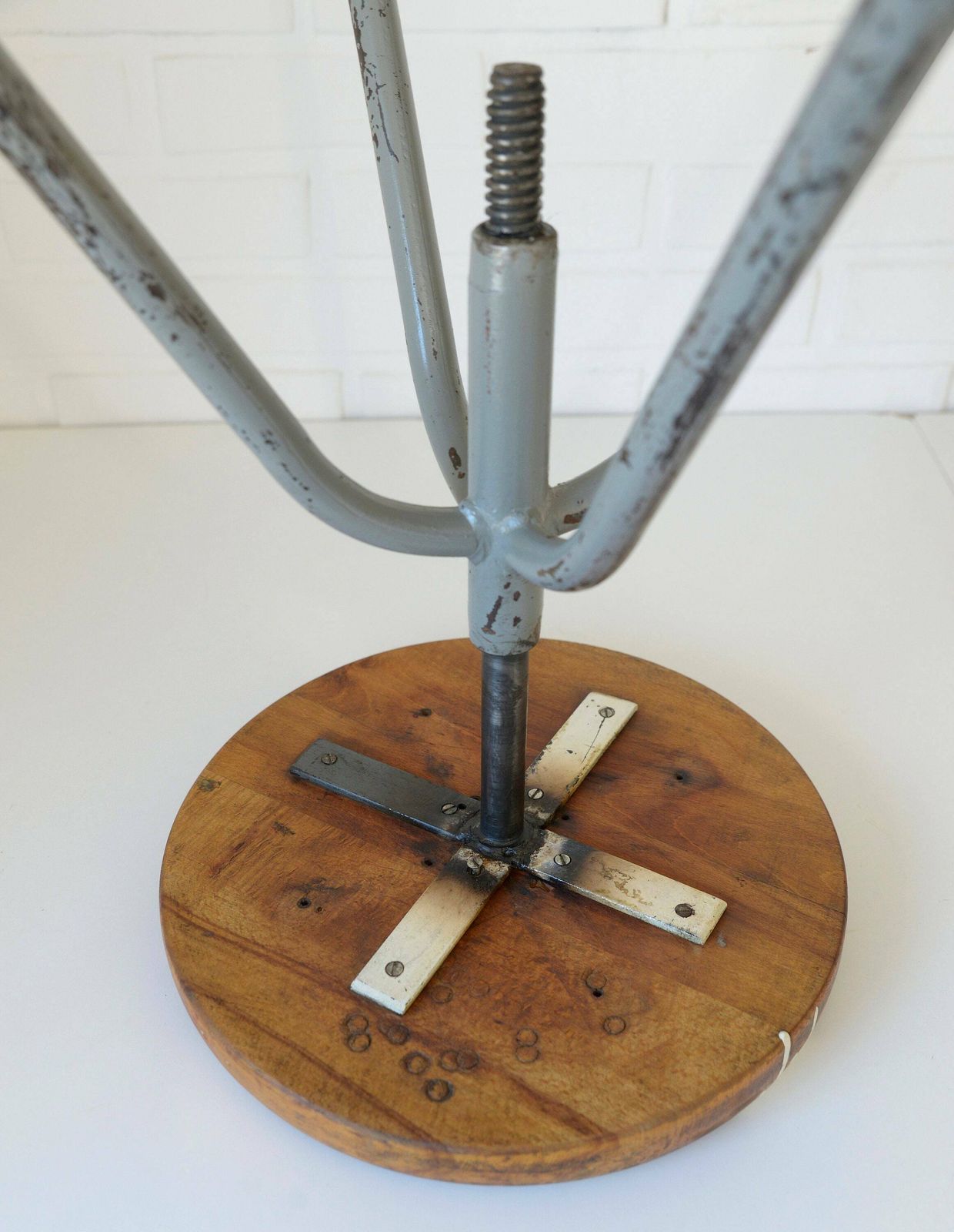 Vintage Industrial Stool / Adjustable Swivel School Or Lab Stool / Made In Yugoslavia 1970's / Retro Plant Stand / Rustic Side Table photo buy