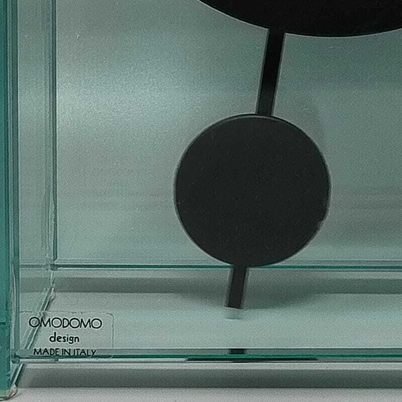 photo furniture 1970s Astonishing Pendulum Clock By Omodomo In Crystal. Made In Italy