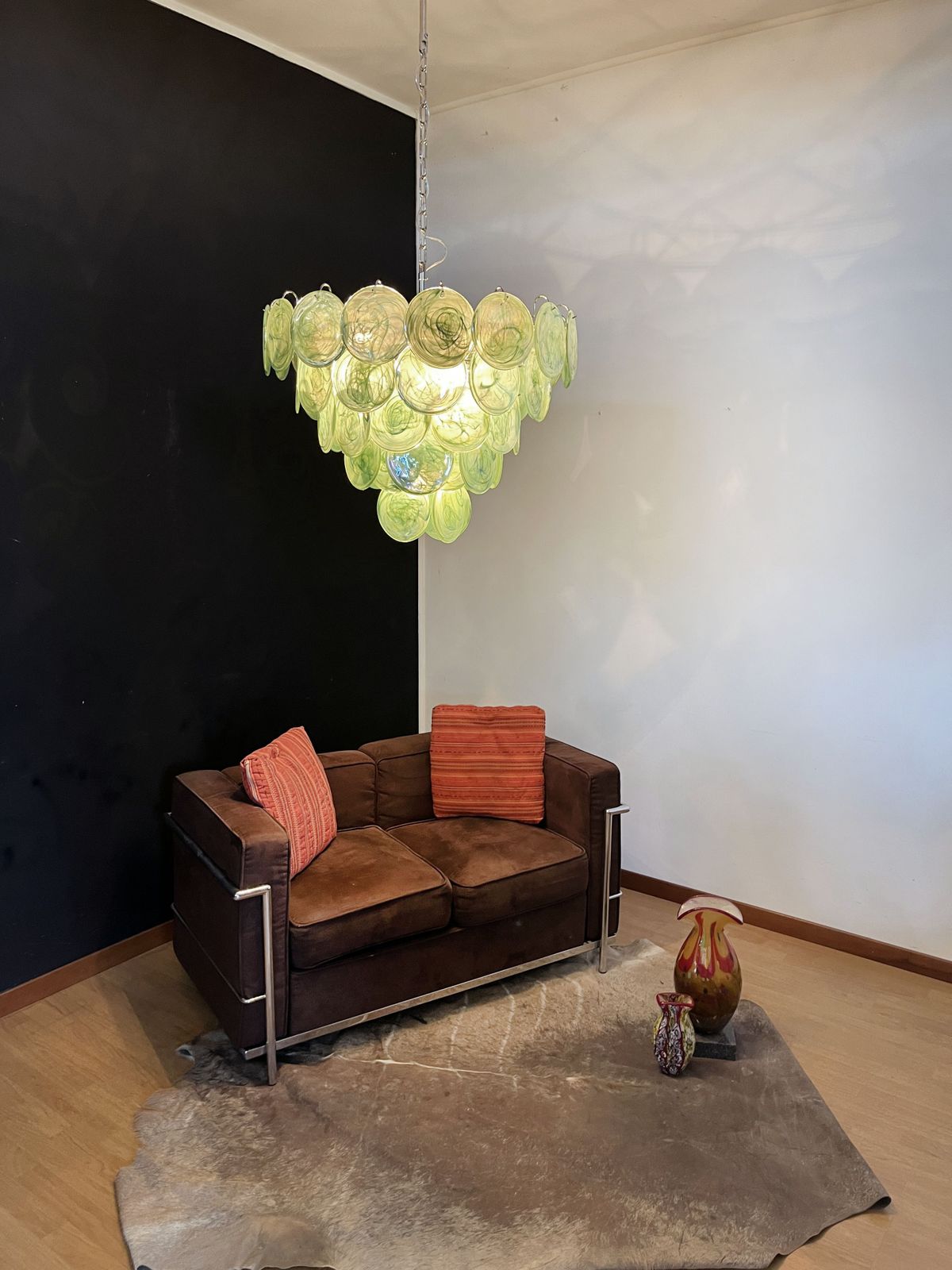 High Quality Murano Chandelier Space Age   57 Green Albaster Iridescent Glasses photo Lighting