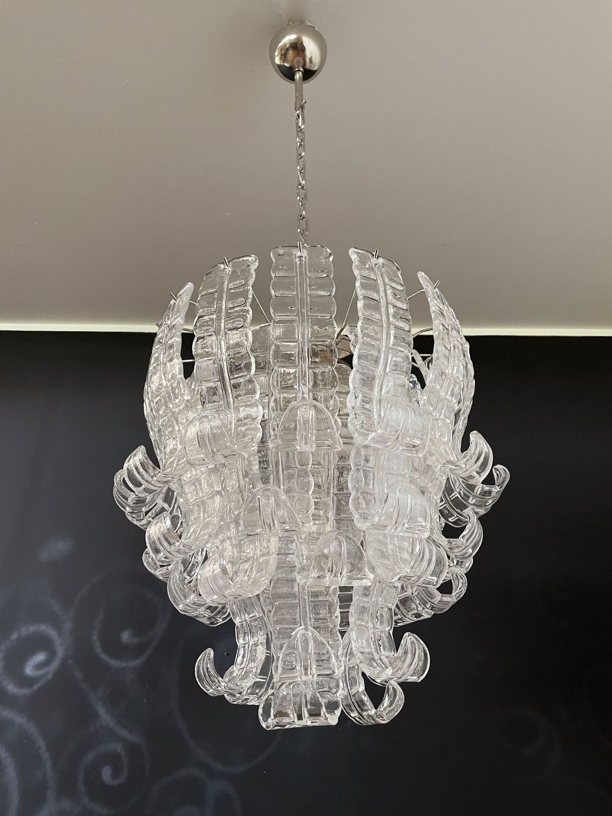 Italian Murano Six Tier Felci Glass Chandelier photo vinterior
