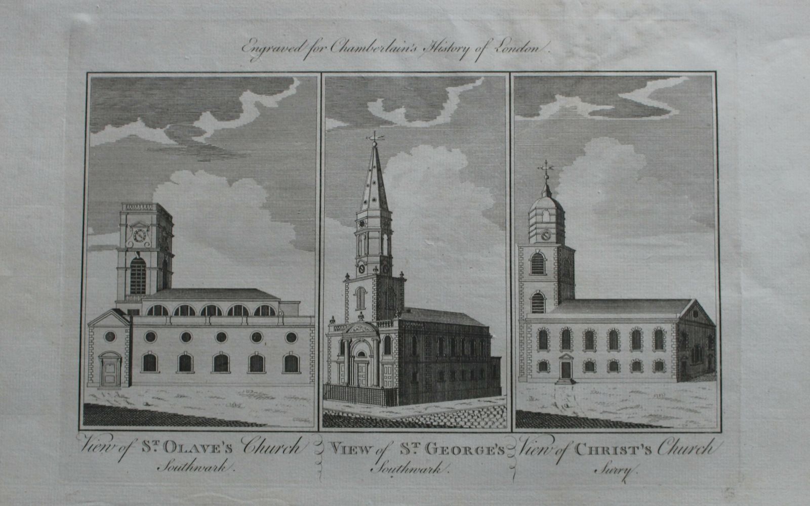 View Of St Olave's Church, Southwark. View Of St George's, Southwark. View Of Christ's Church, Surry