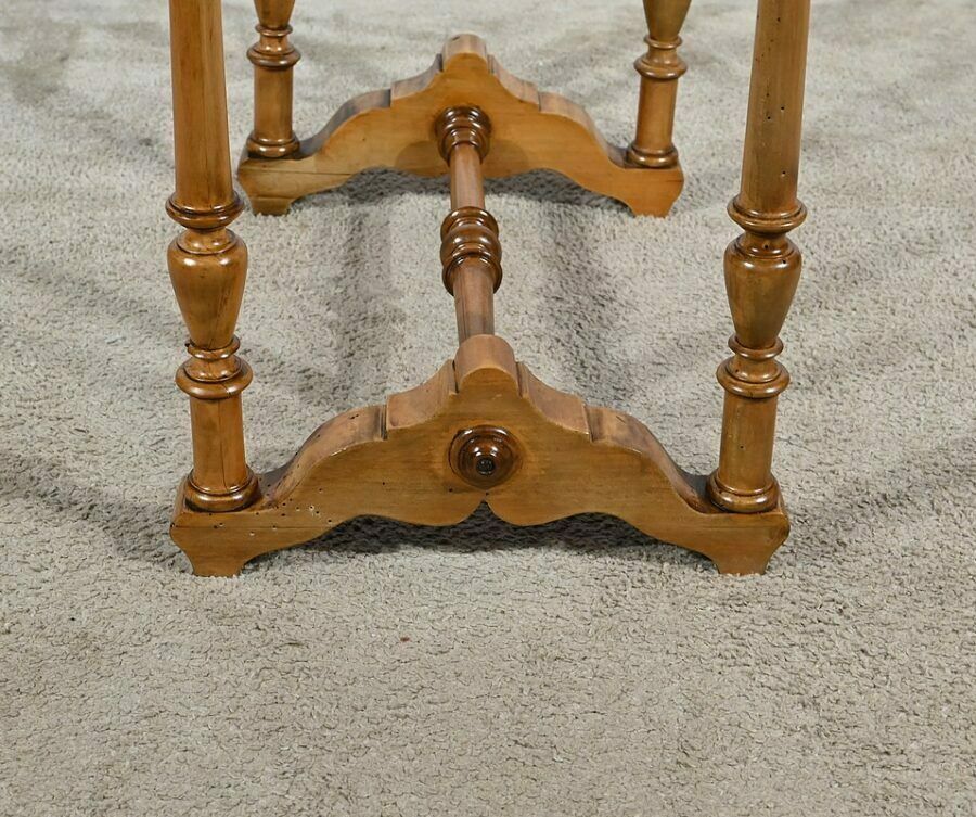 photo for sale Rare Small Chiffonnière Table In Speckled Amboyna And Cherry, Louis Philippe Period – 2nd Part 19th Century