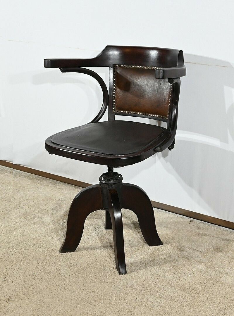 Swivel Office Armchair, In Stained Beech – 1940 photo furniture