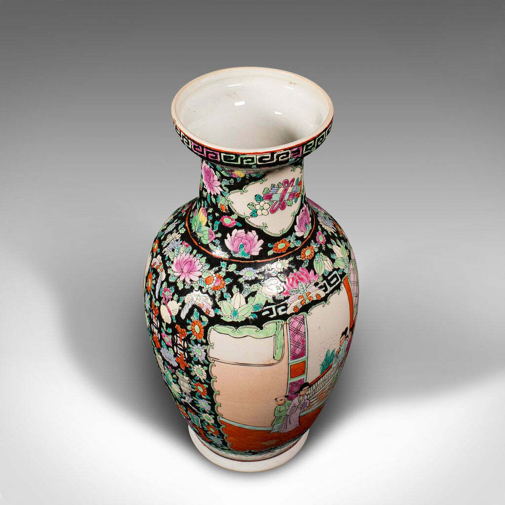 Tall Vintage Flower Vase, Chinese, Ceramic, Display Urn, Art Deco, Mid Century photo vinterior