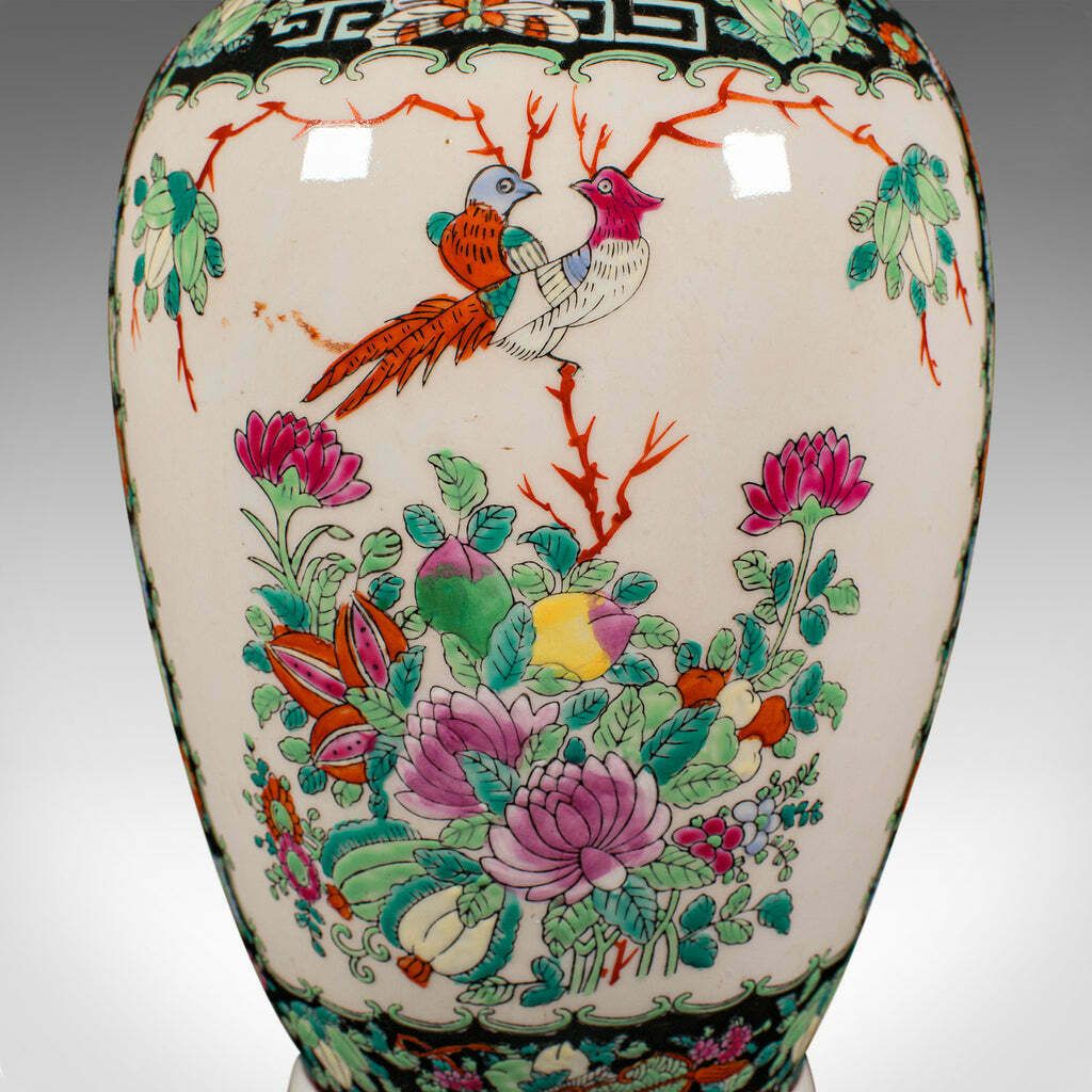 photo for sale Tall Vintage Flower Vase, Chinese, Ceramic, Display Urn, Art Deco, Mid Century