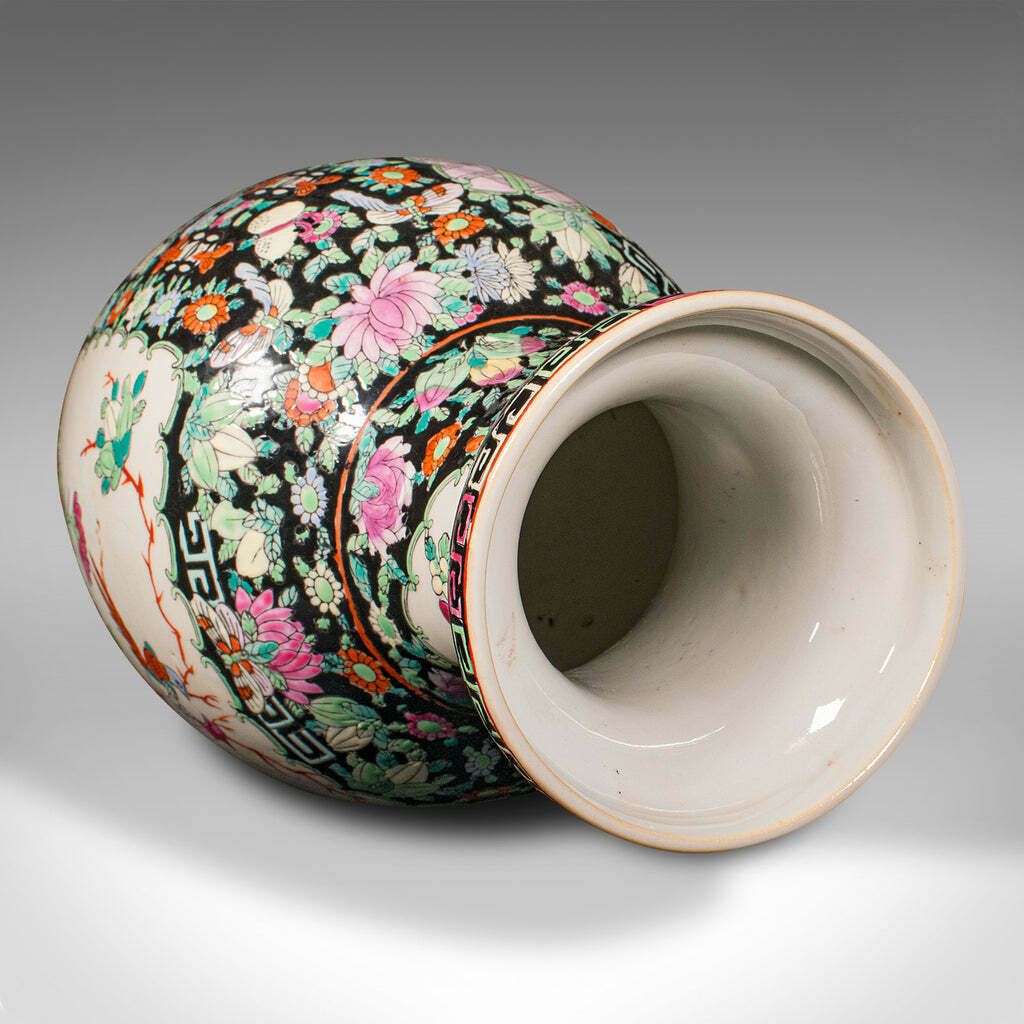 Home Decor Tall Vintage Flower Vase, Chinese, Ceramic, Display Urn, Art Deco, Mid Century photo