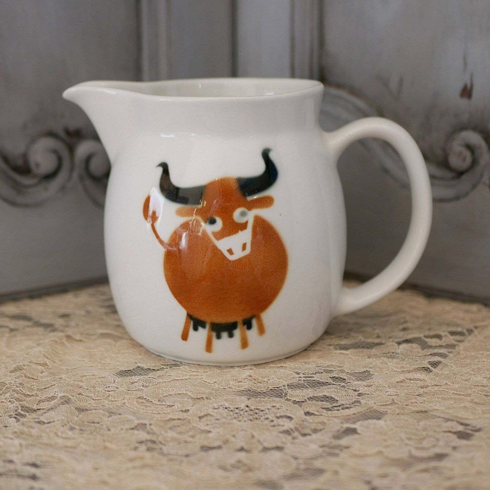 Arabia Of Finland 'Heluna' Cow Milk Jug Anja Kuurikka & Kaj Frank Scandanavian Design Mid Century Art Pottery Collectable China Home Decor