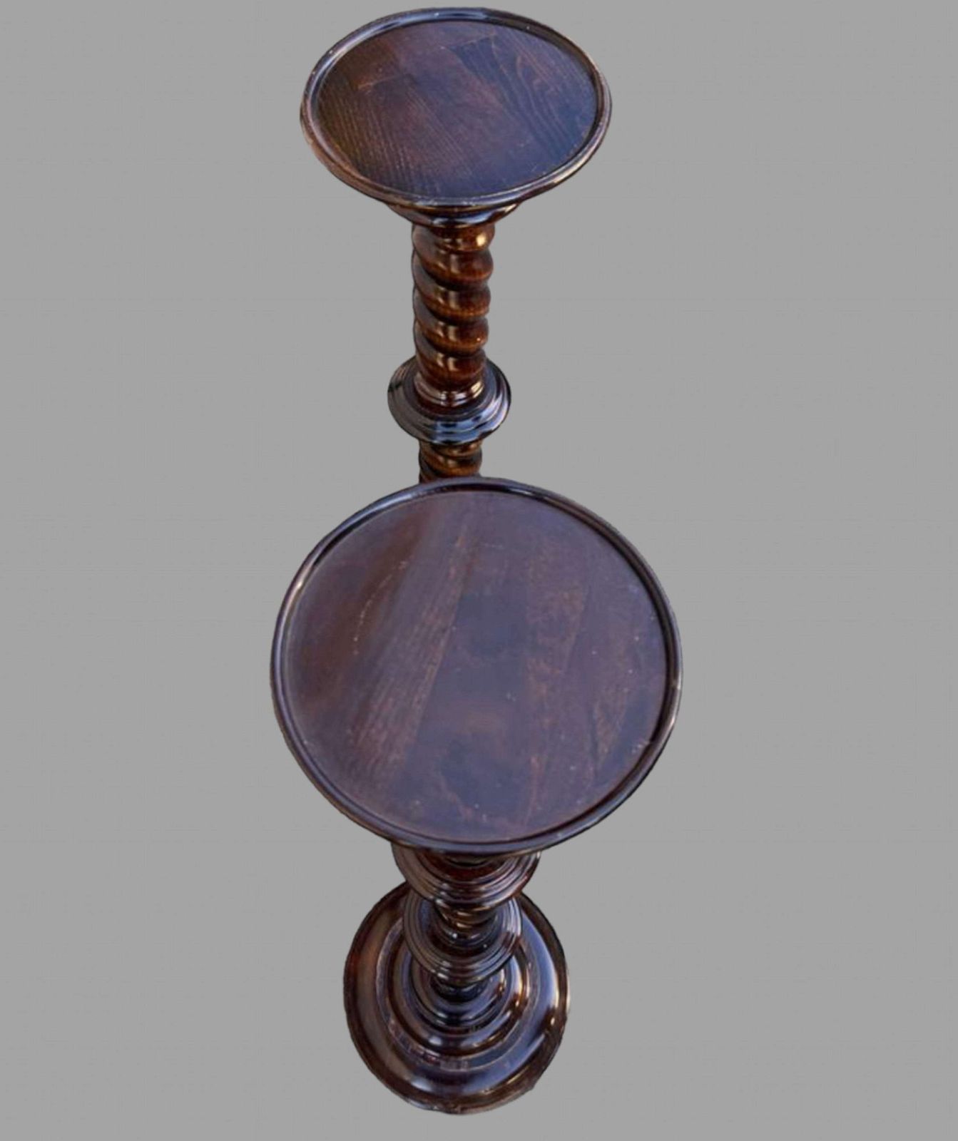 A Near Pair Of Hardwood Torchiere/Plant Stands photo for sale