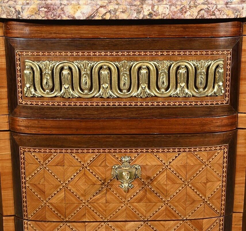 photo furniture Rosewood And Amaranth Chest Of Drawers, Louis XV / Louis XVI Transition Style – Late 19th Century