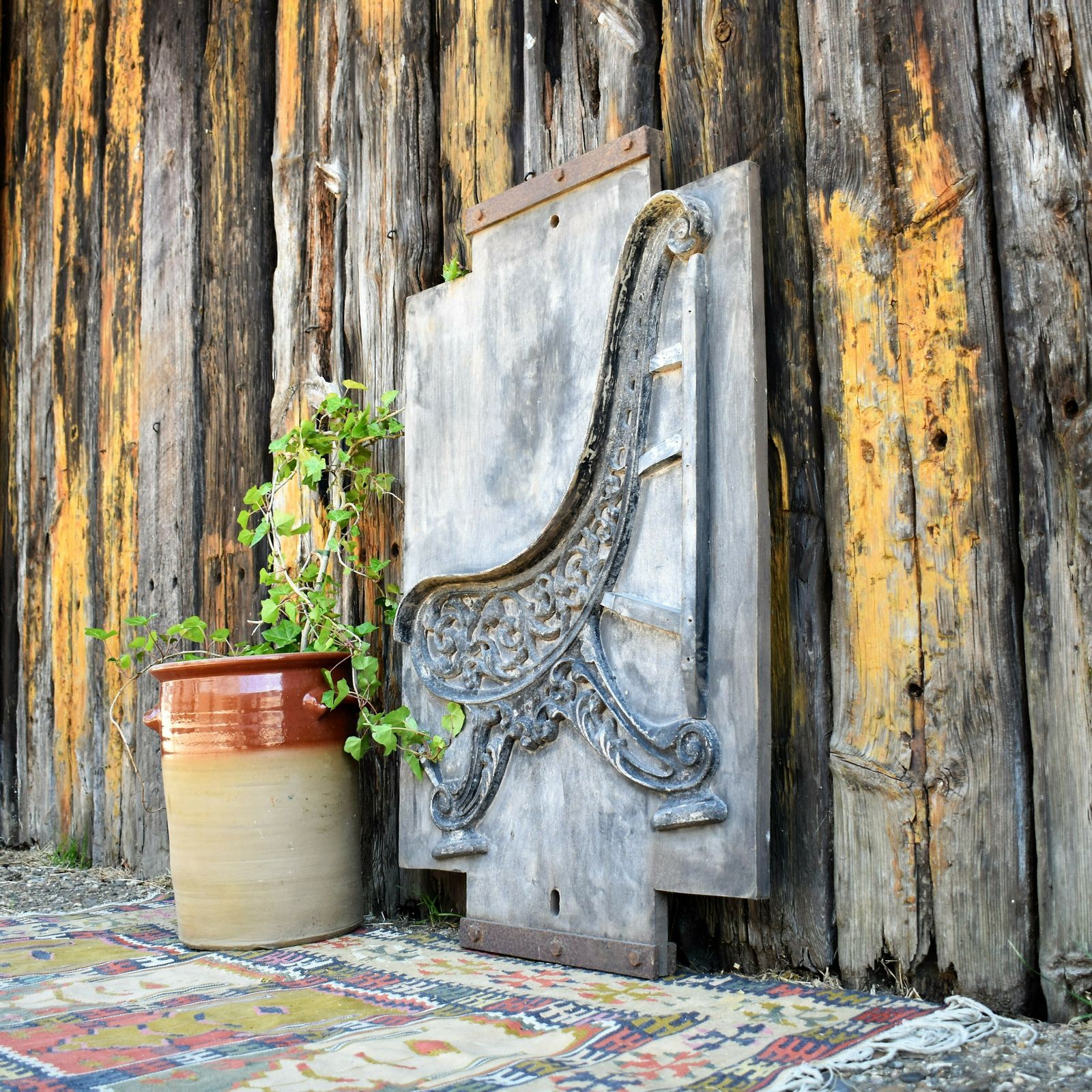Antique Large Architectural Salvage Bench End Cast Iron Foundry Sand Mould photo Home Decor
