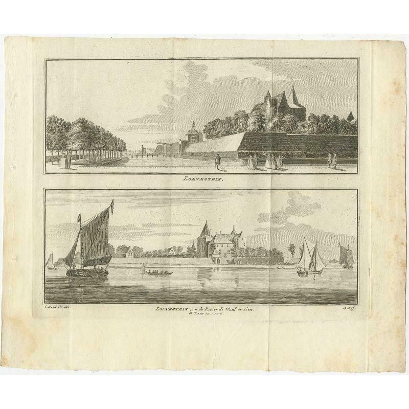 Antique Print Of Loevestein Castle By Tirion, 1749 photo furniture