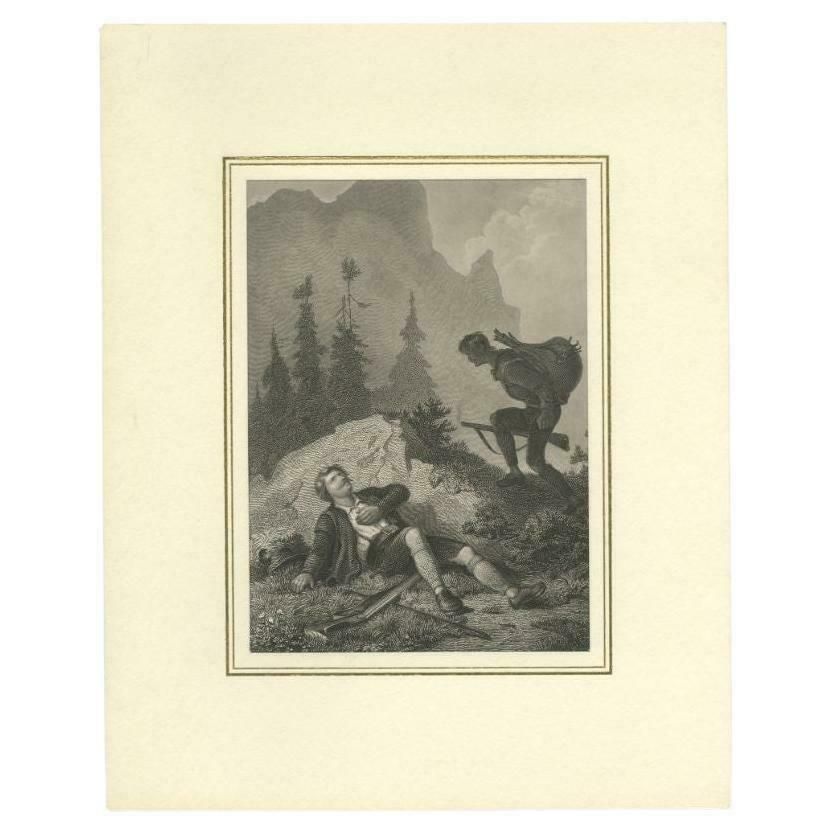 Antique Print Of Lieutenant Kock, Circa 1870 photo furniture