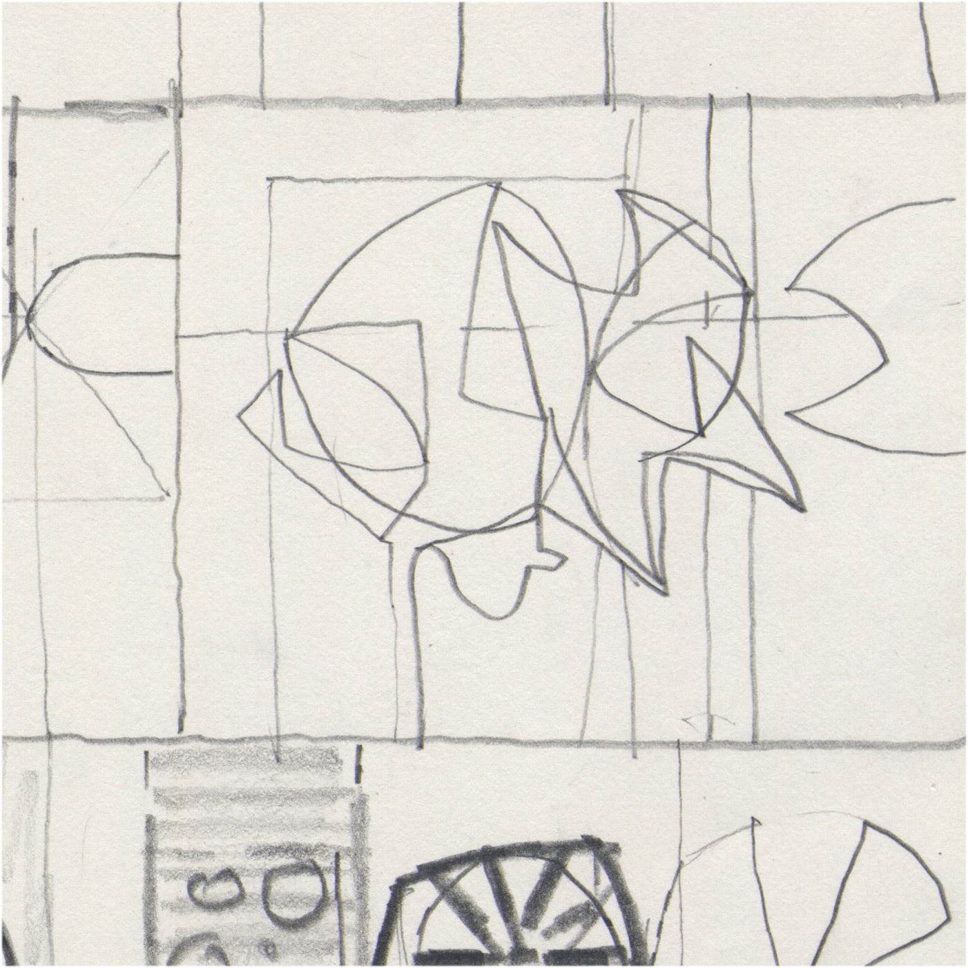 Enigmatic Semi Abstract Drawing By Renowned British Artist: Henry Cliffe, “Untitled”, C.1980 photo Art
