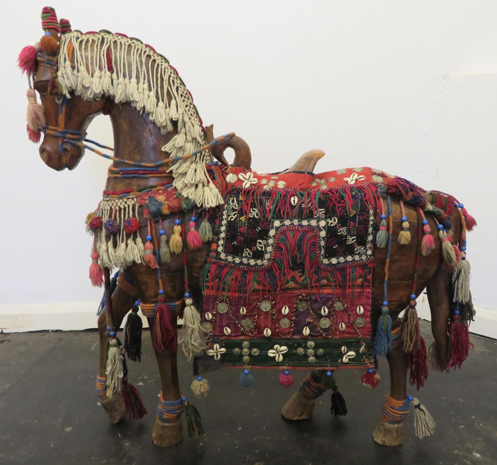 A Large Indo Persian Carved Hardwood Model Of A Processional Horse. Ex Robert Kime. photo furniture