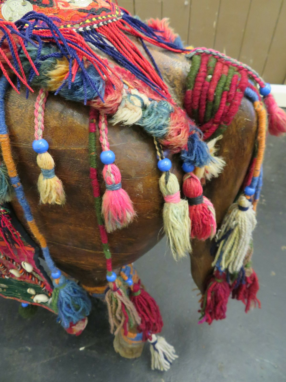 Art A Large Indo Persian Carved Hardwood Model Of A Processional Horse. Ex Robert Kime. photo