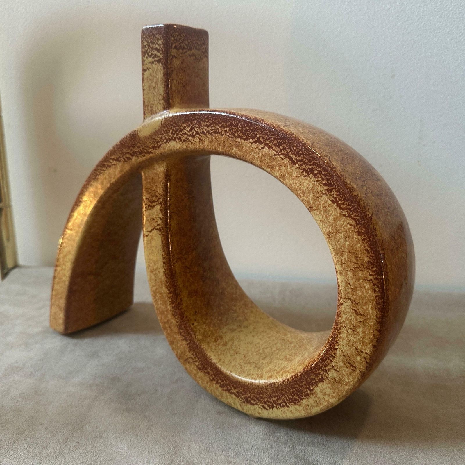 A 1970s Modernist Design Brown And Beige Ceramic Italian Vase By Bertoncello photo buy