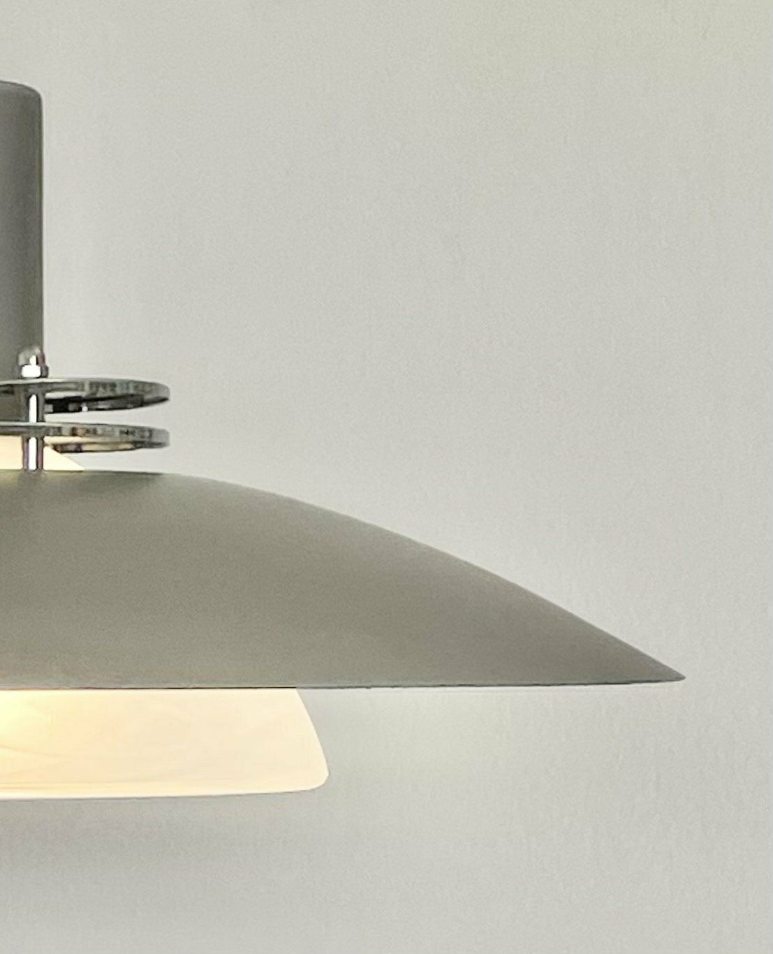 Modernist Swedish Vintage Ceiling Lamp With Multilayer Grey Silver Metal Shade And Marbled Glass Inner Shade   Design From Belid photo furniture