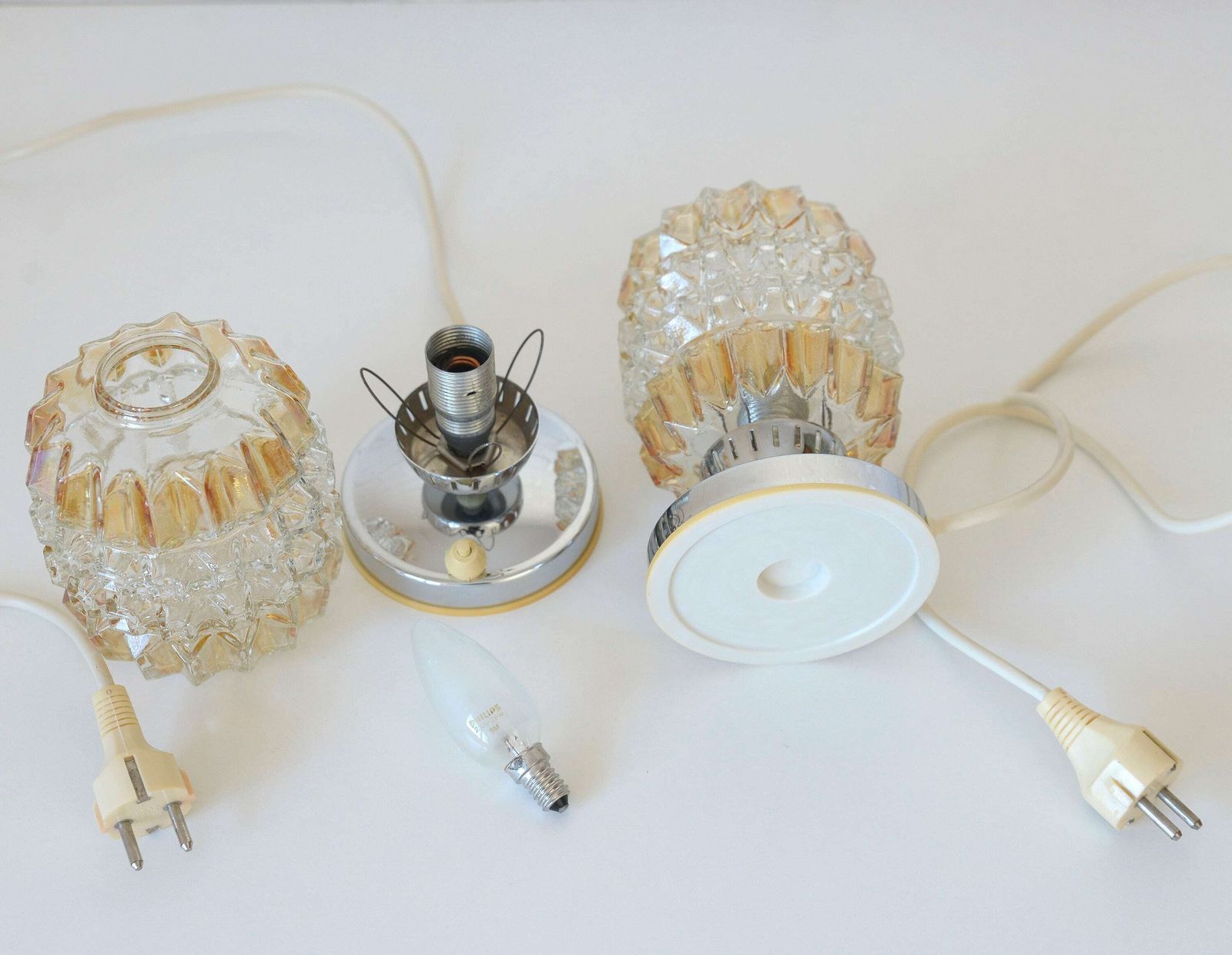 Vintage Lamps / Bedside Lamps / Set Of 3 / Redesign / Hanging Lamp / Light Fixtures / Mid Century / Yugoslavia 1960s / Space Age / Retro photo vintage