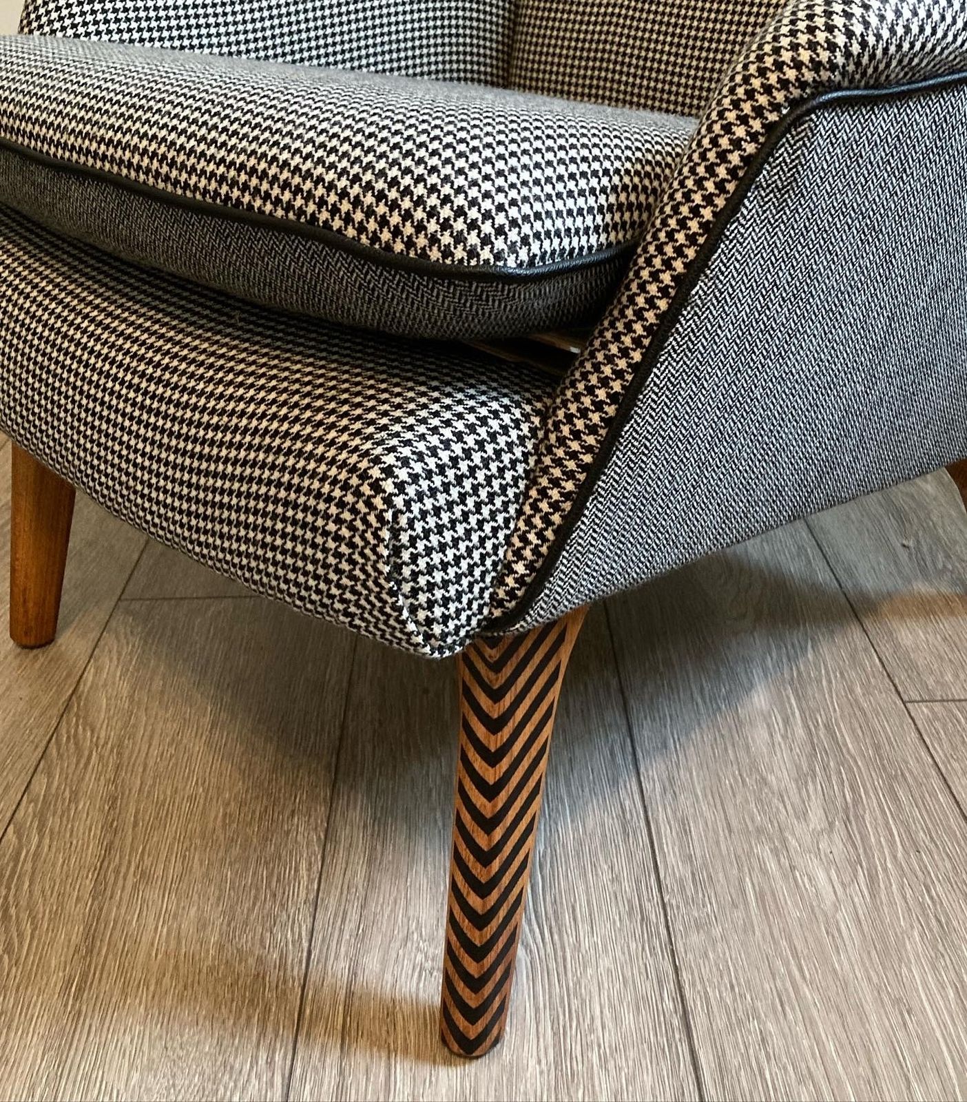 Parker Knoll Armchair Mono Black White Houndstooth Herringbone Pk 934/5/6 Gavotte photo Furniture