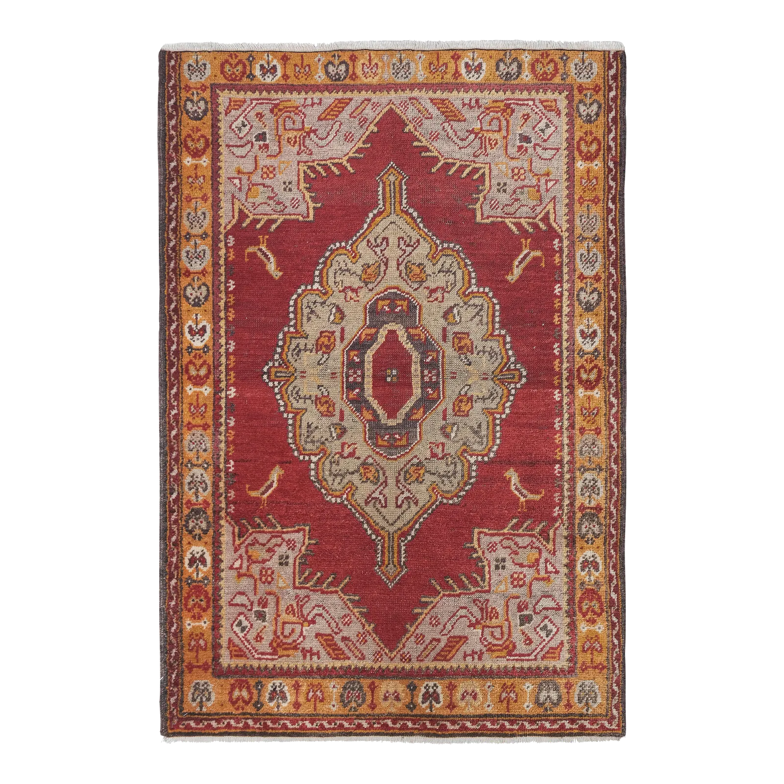 Vintage Burnt Orange Turkish Rug Mat 92 X 133 Cm
