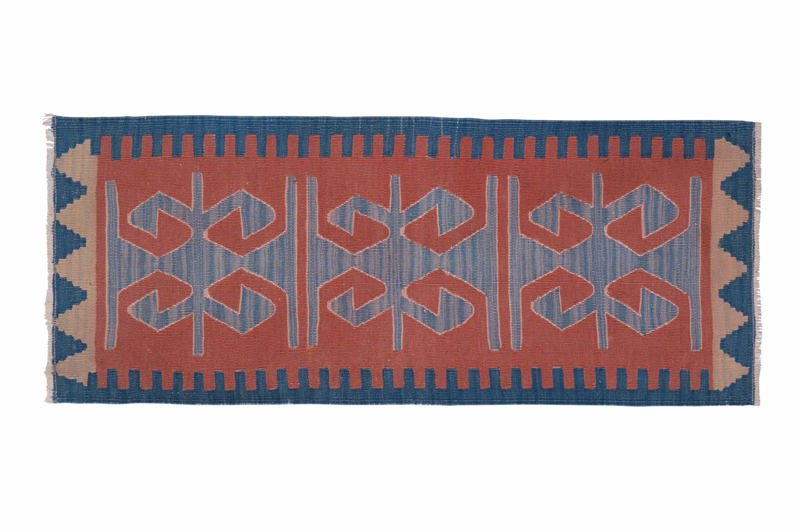 Vintage Red Turkish Small Kilim Rug 45 X 105 Cm photo furniture