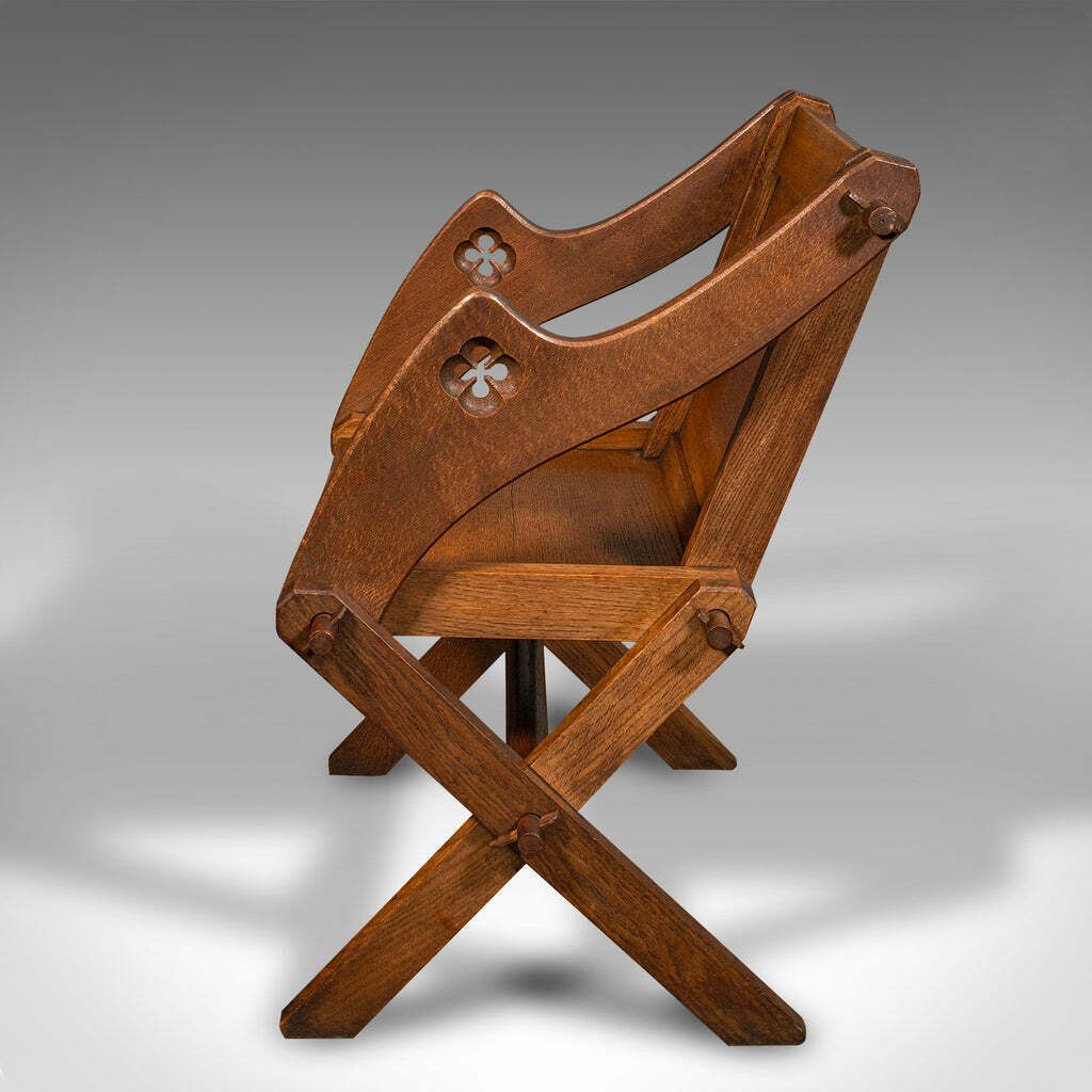 Antique Glastonbury Chair, English Oak, Ecclesiastic Armchair, Gothic, Victorian photo Furniture