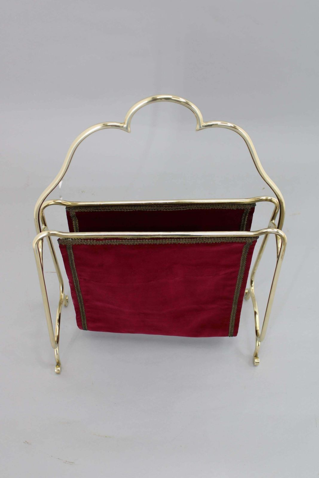 Home Decor 1950s Brass And Fabric Magazine Stand, Italy photo