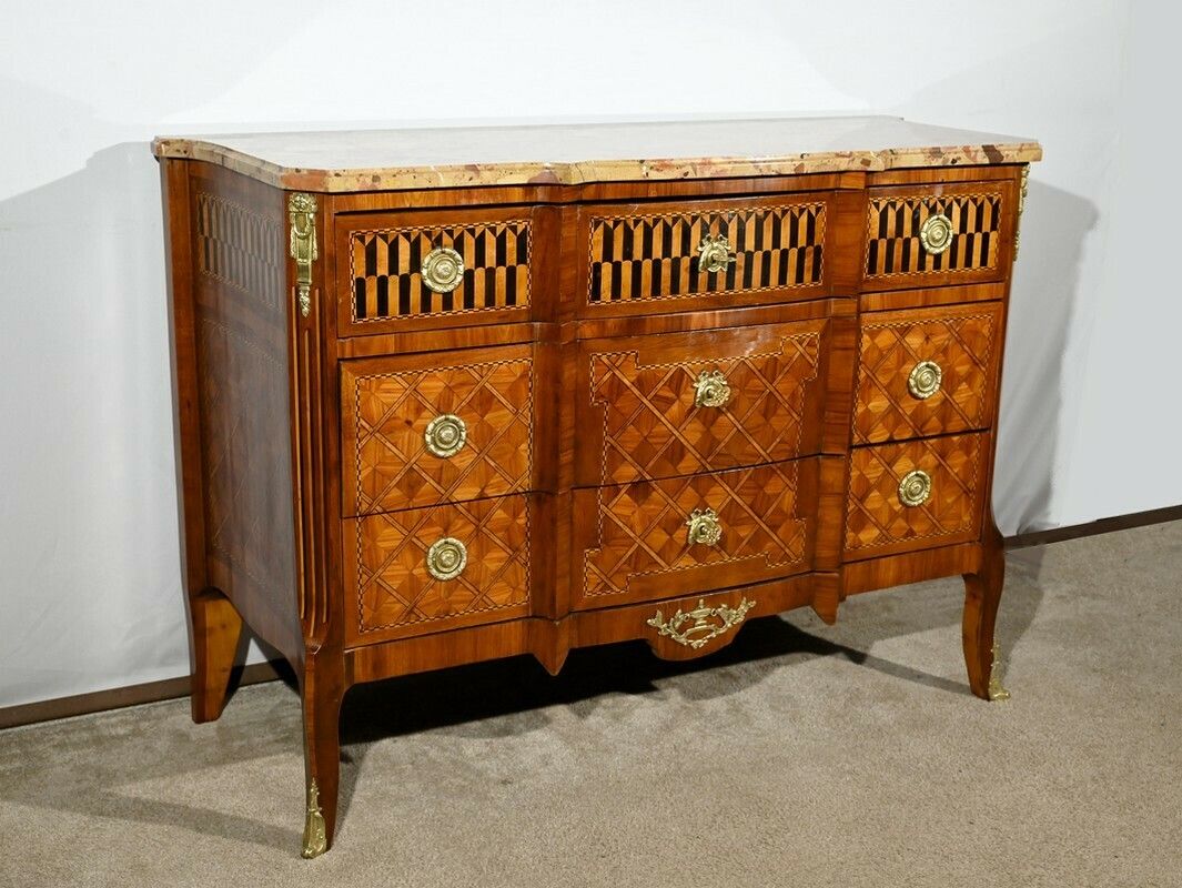 Rosewood And Mahogany Chest Of Drawers, Louis XV/Louis XVI Transition Style – Late 19th Century photo furniture