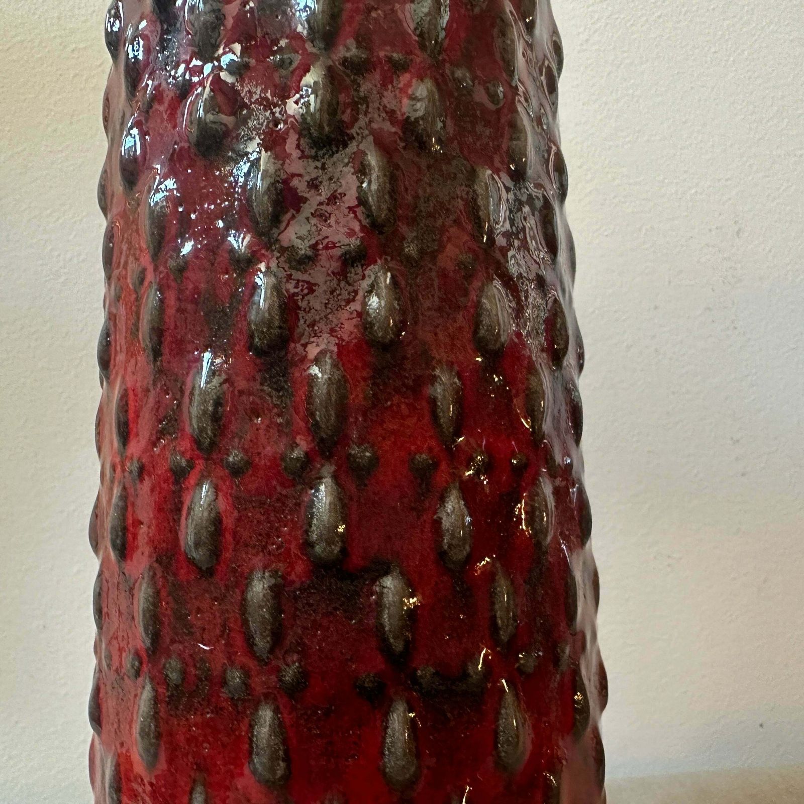 1970s Modernist Red And Black Fat Lava Ceramic German Vase By Wgp photo furniture