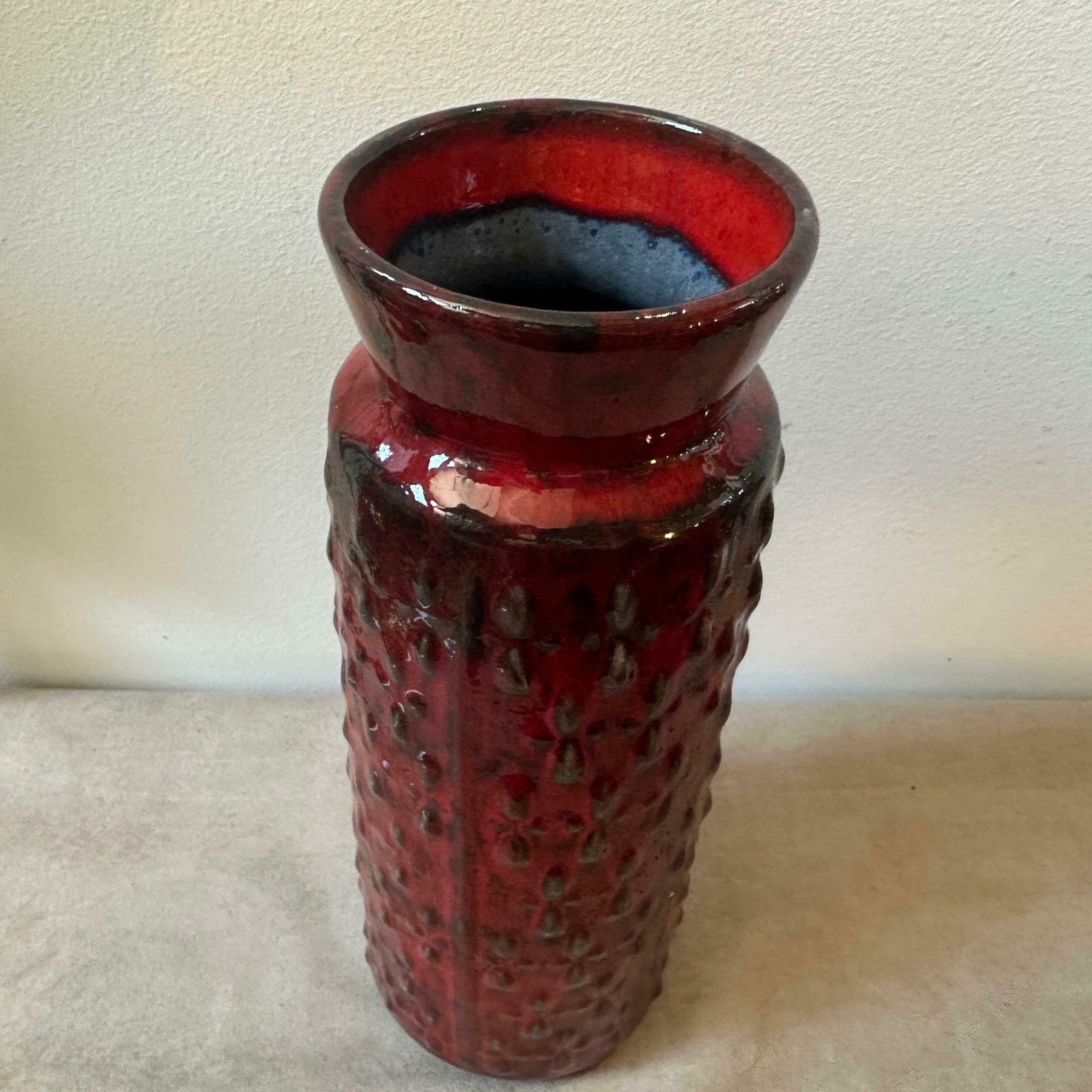 1970s Modernist Red And Black Fat Lava Ceramic German Vase By Wgp photo 438.0