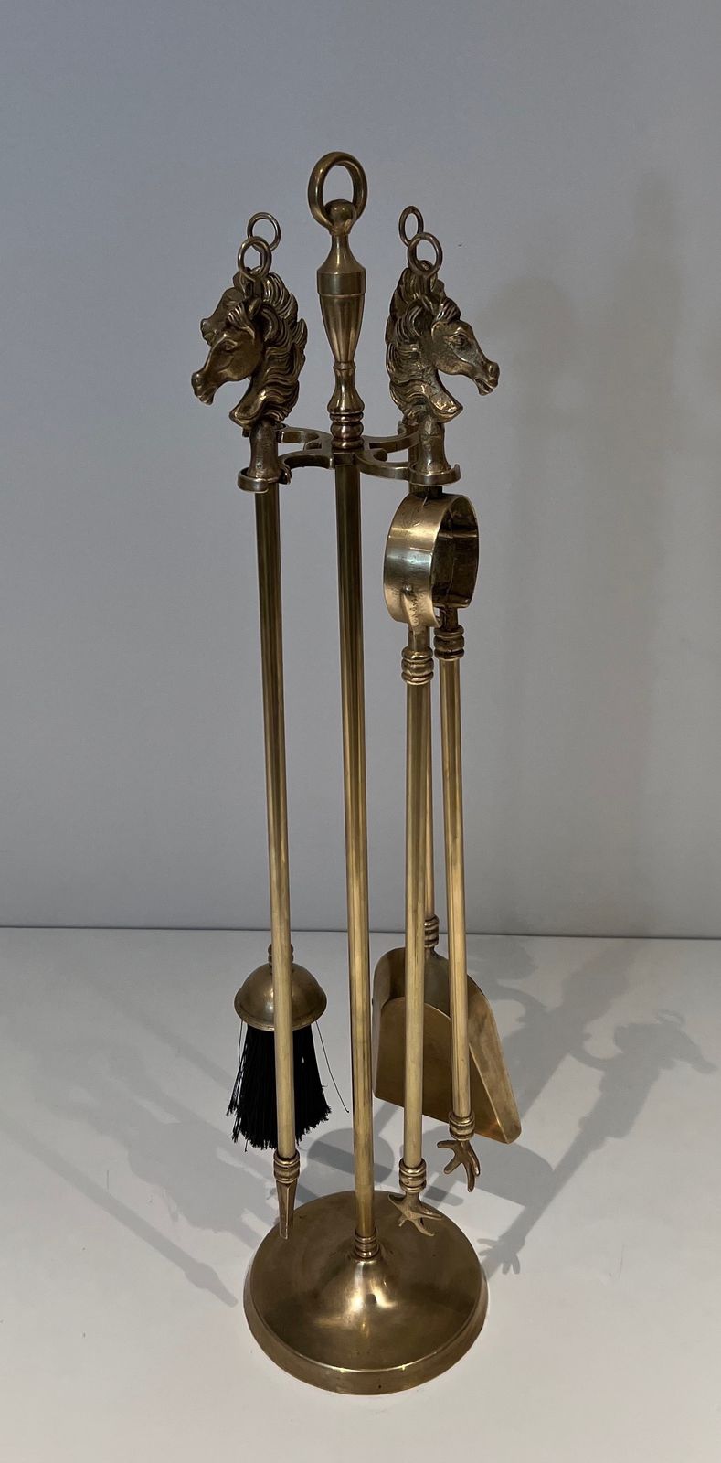 Brass Fire Kit Horse Head Model In The Taste Of Maison Jansen photo furniture