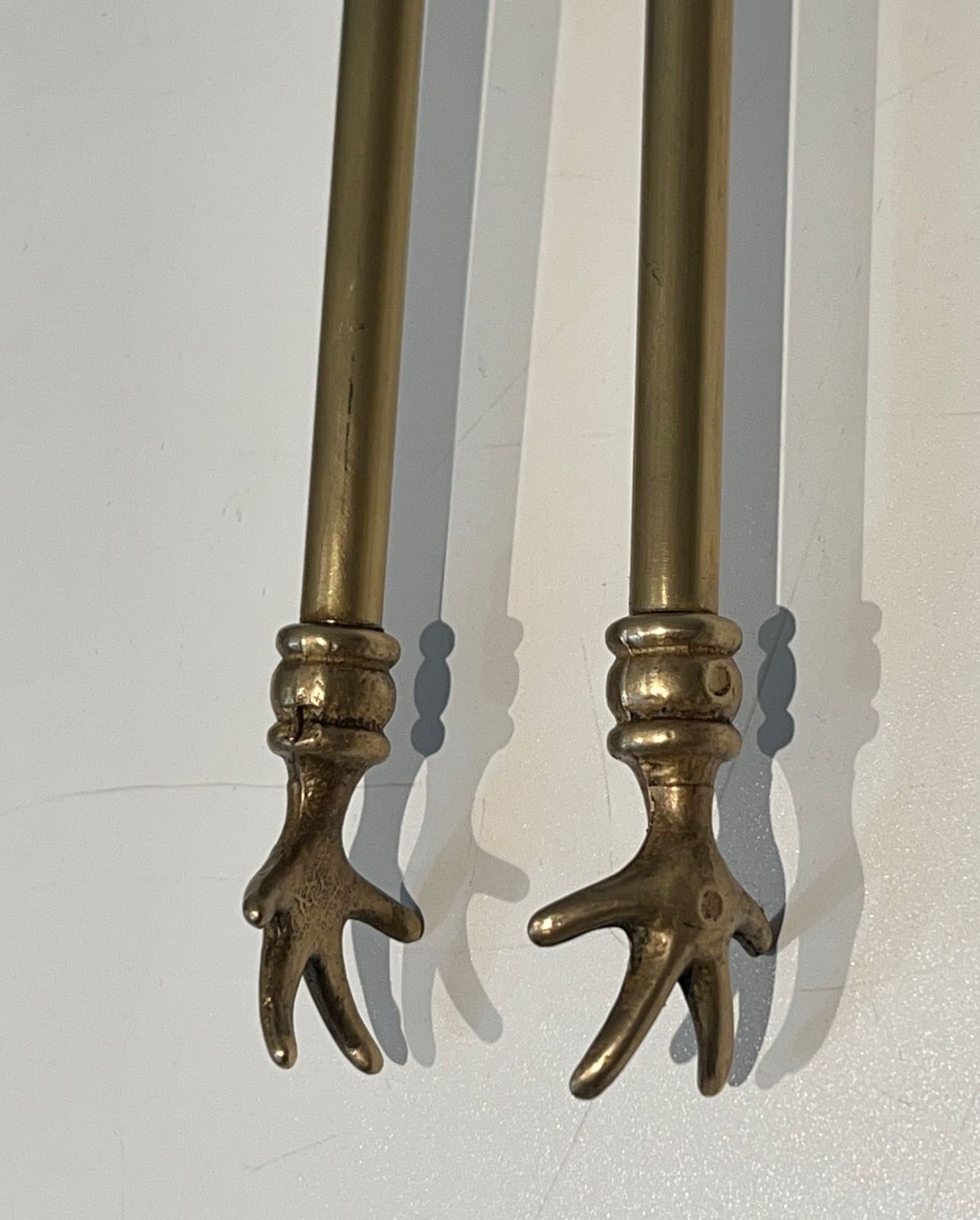 photo for sale Brass Fire Kit Horse Head Model In The Taste Of Maison Jansen