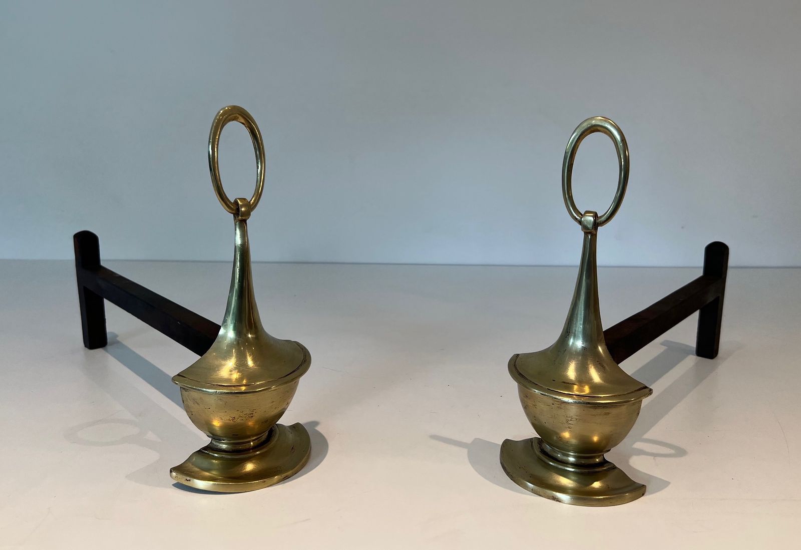 Pair Of Neoclassical Style Bronze Andirons photo for sale