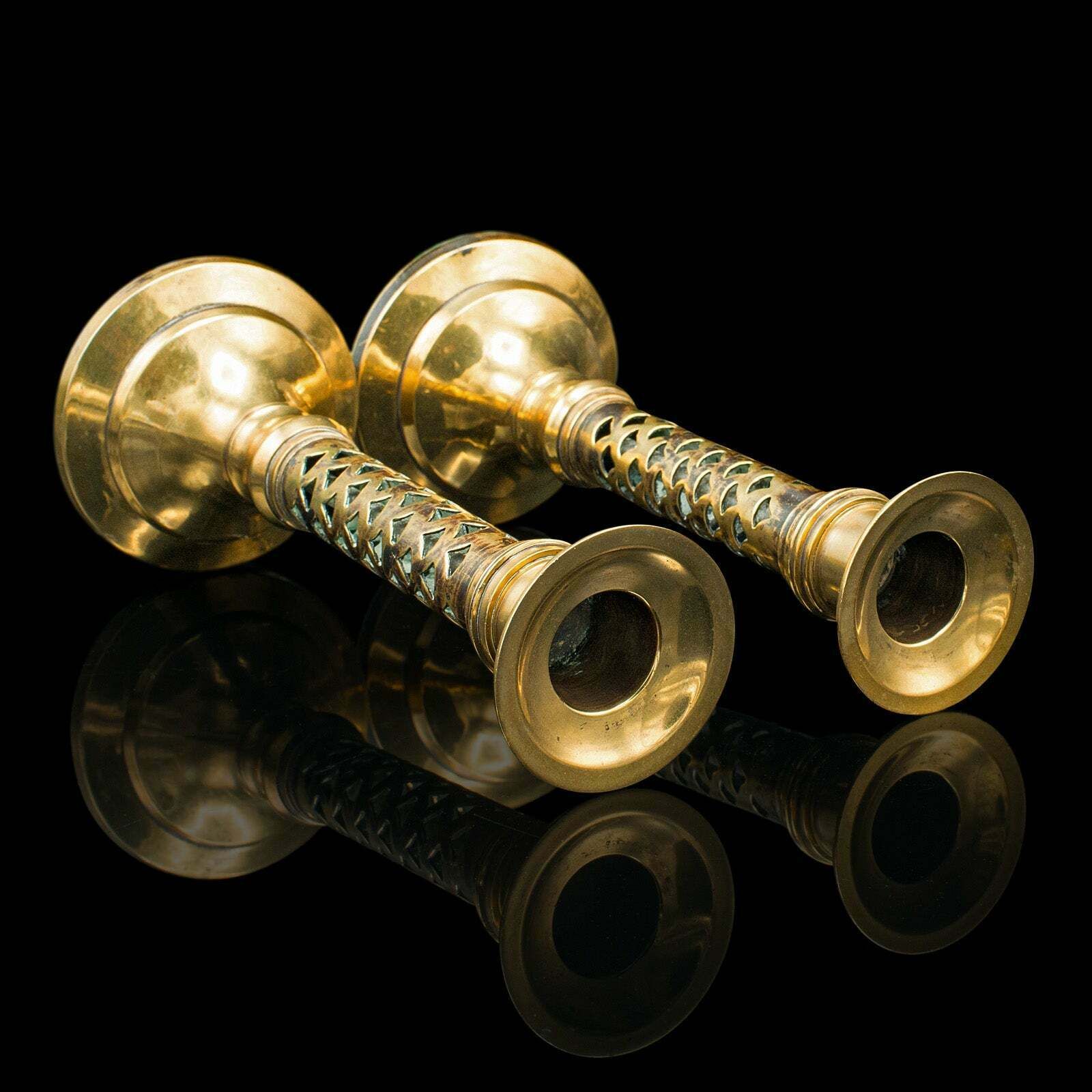 Antique Ecclesiastical Candlesticks, English, Brass, Aesthetic Period, Victorian photo buy