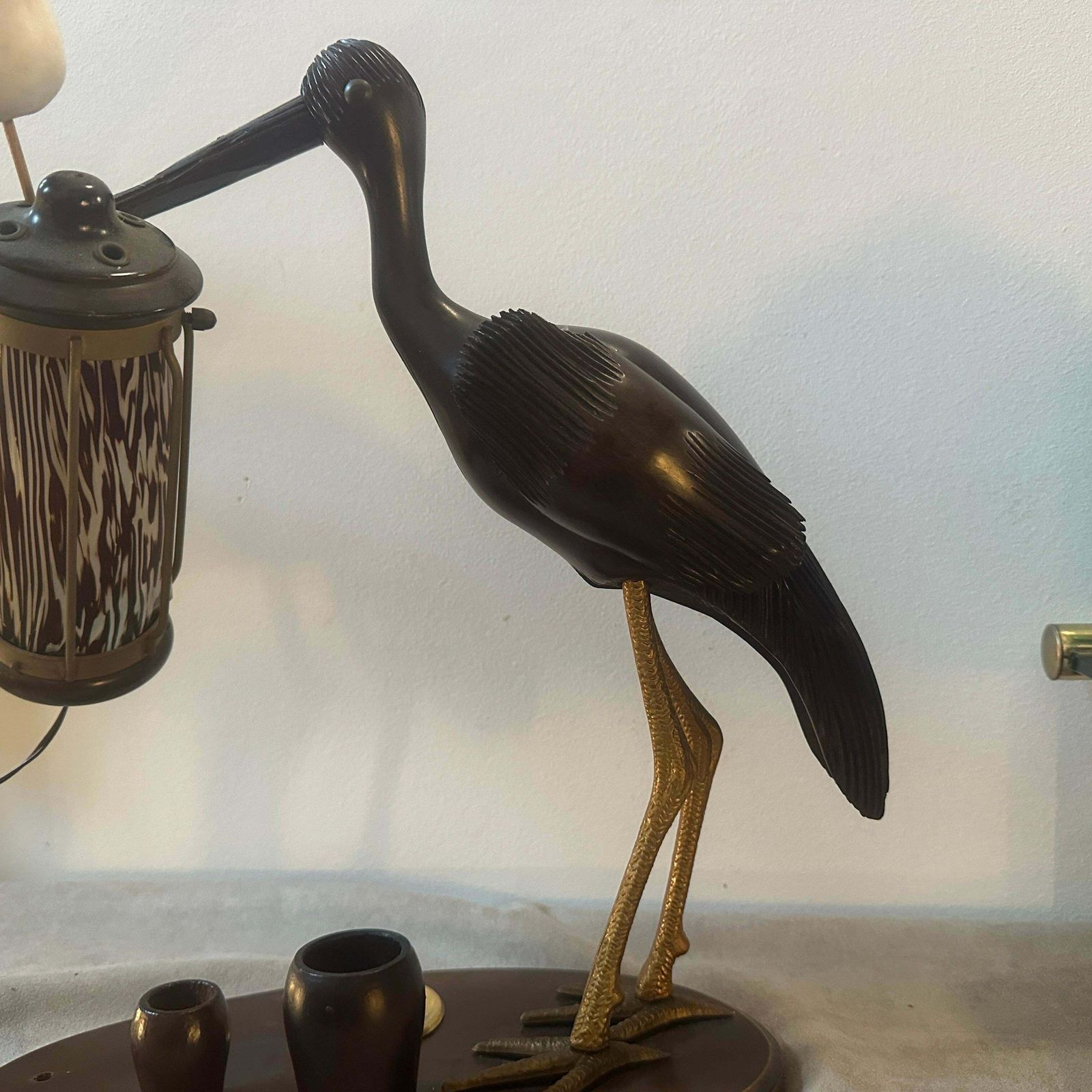 1950s Mid Century Modern Wood Table Lamp And Smoking Set By Aldo Tura For Macabo photo 984.0