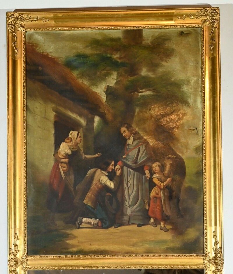 Trumeau Mirror In Golden Wood, Restoration Period – Early 19th Century photo 1947.8629029600002