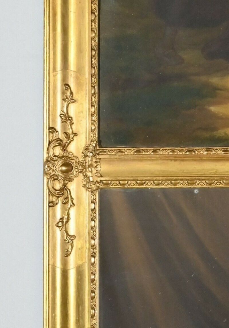 photo vintage Trumeau Mirror In Golden Wood, Restoration Period – Early 19th Century